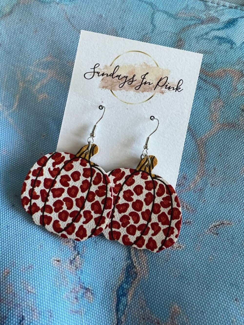 FALL Halloween Pumpkin Leopard Print Drop Earrings NEW